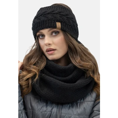 Afbeelding van VIVISENCE Hoofdband voor dames, warme muts herfst en winter 7094, zwart.
