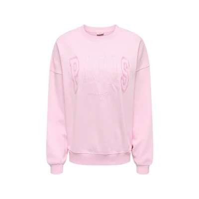 Afbeelding van Jacqueline de Yong Trui Jdymesa L/s O neck Emb Sweat Jrs No 15370526 Pink Lady/paris Tnt Dames Maat XL