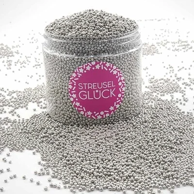 Image de Saupoudrer de bonheur Just Pure Argent 180 g Perles sucre non pareilles Décoration Gâteau d&#039;anniversaire d&#039;enfant Noël Cupcake Muffins Biscuits