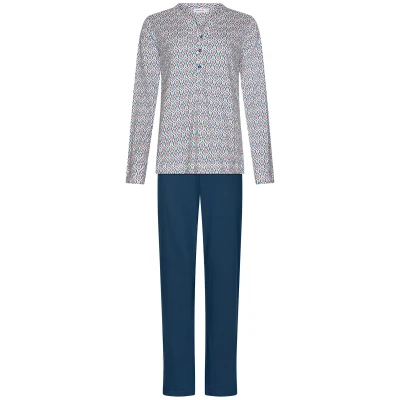 Afbeelding van Pastunette Rose Stream Pyjama Bio Katoen Wit/Blauw Maat 54
