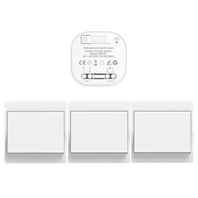 Afbeelding van Cerhot EU draadloze schakelaar zonder batterijen, schakelaarset, zelfvoorzienend, draadloos, batterij, radio, afstandsbediening, thuisverlichting, (EU 1Gang 3V1