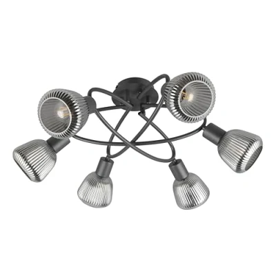 Afbeelding van TRIO TARIFA Plafondlamp Zwart mat excl. 6x E14 4W