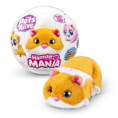 Afbeelding van Pets Alive Hamster Mania by ZURU, Orange Hamster, Pet Nurture, Pluche, Real Alive, 20+ interactieve geluiden, elektronisch dier, (oranje)