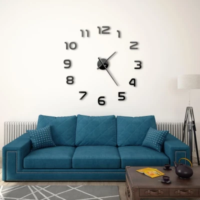 Afbeelding van 3D wandklok 100 cm XXL modern zwart