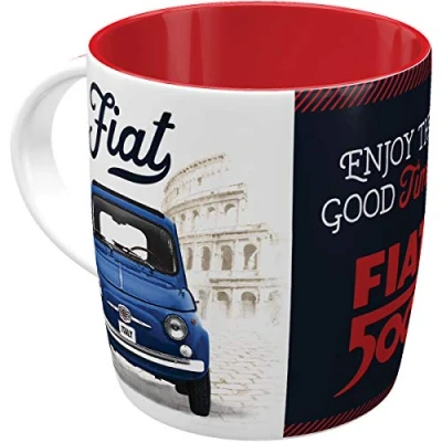 Afbeelding van Nostalgic Art Fiat Good things Retro koffiemok cadeau idee voor autofans, keramiek, vintage design, 330 ml