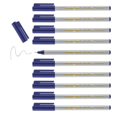 Afbeelding van edding 89 fineliner blauw doosje van 10 stuks extra fijne ronde punt 0.3 mm viltstift voor fijn en precies schrijven accentueren tekenen kantoor school thuis