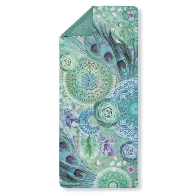 Afbeelding van HIP Sporthanddoek &quot;mandala&#039;s en veren&quot; Groen (50x100 cm) Microvezel