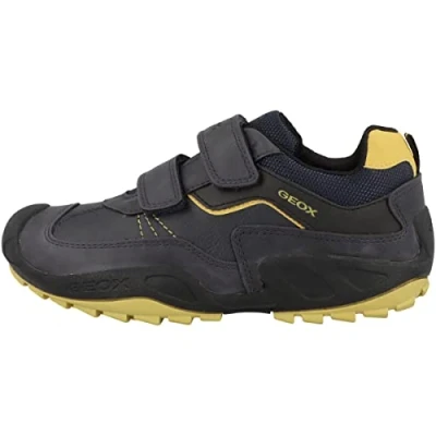 Afbeelding van Geox J N.SAVAGE B. A Sneakers laag Navy ochreyellow voor kinderen, Maat: 38, Imitatieleer/ textiel