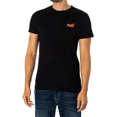Afbeelding van Superdry TEE Vintage LOGO EMB Tshirt basic, Heren, Maat: Medium, Black hazard orange