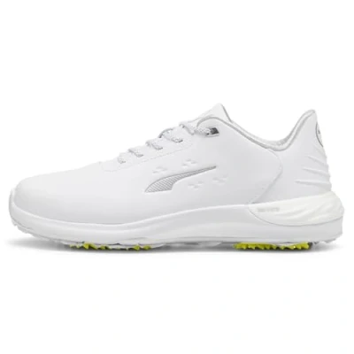 Afbeelding van Puma Golf Phantomcat Nitro Golfschoenen, Heren, Maat: 43, White/silver/ash gray Leer en imitatieleer