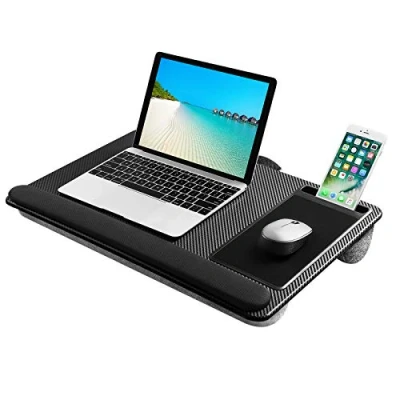 Afbeelding van Laptopdienblad voor bed met kussen, muismat en geïntegreerde polssteun laptops tot 17 inch telefoonhouder