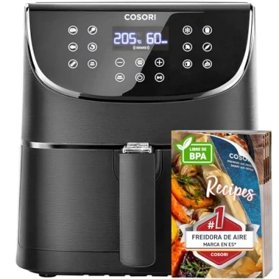 Afbeelding van COSORI CP158 AF Friteuse zonder olie, 5,5 l, XXL met 100 recepten, 1700 W, heteluchtfriteuse 11 programma&#039;s en ook voor het koken, frituren, braden grillen van alle levensmiddelen, zwart