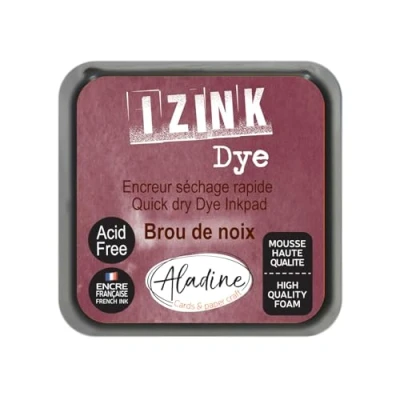 Image de Aladine Encreur Izink Dye Brou de Noix à Séchage rapide pour Tampons et Pochoirs Scrapbooking Carterie Créative Encre Française Taille M 5 x cm Couleur Marron 19267