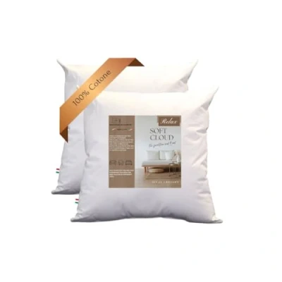 Afbeelding van GM Soft Cloud Set van 2 decoratieve en veelzijdige kussens, 60 x cm, met hypoallergene vezelvulling, gevoerd 100% verse katoenen stof, voor bed, bank, stoel, Made in Italy