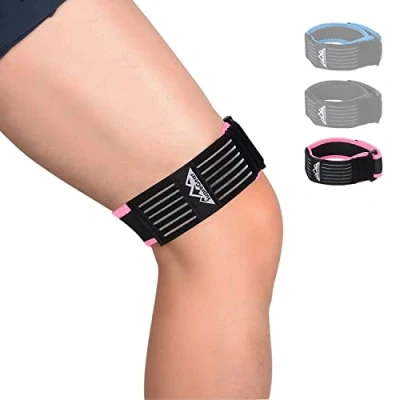 Afbeelding van supregear Patella Steunband, ITB Knieriem, Verstelbare en Comfortabele Iliotibiale Knie Strap Ademend met Compressie, Roze