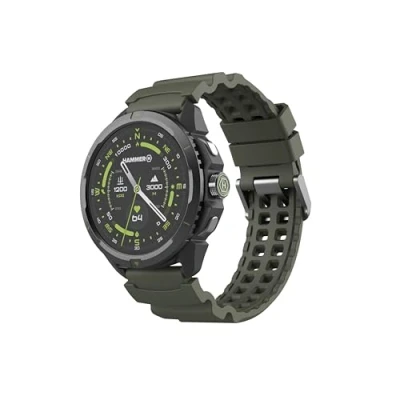 Afbeelding van Hammer Watch 2 Military Edition, GPS, AMOLED Gorilla Glass 1,5 inch, grote 530 mAh batterij, tot 15 dagen gebruik met één lading, 5 ATM weerstand, SOS knop, led zaklamp,, Groen