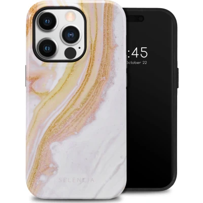 Afbeelding van Selencia Hoesje Geschikt voor iPhone 14 Pro Vivid Backcover Chic Marble Gold