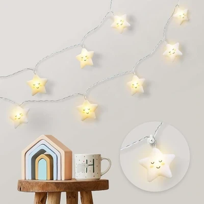 Afbeelding van CozyHome Lichtsnoer in stervorm voor kinderkamer, afstandsbediening via app en 20 led sterren, 5 m batterij, lichtketting kinderen, meisjes, warm licht,