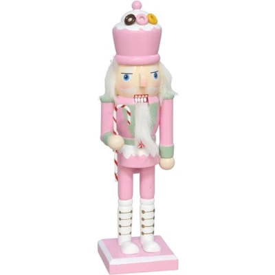 Afbeelding van Candy notenkraker met zuurstok roze 25 cm Kerstdecoratie