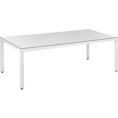 Afbeelding van Beliani ITALY Tuintafel Wit 100 x 220 cm PE rotan