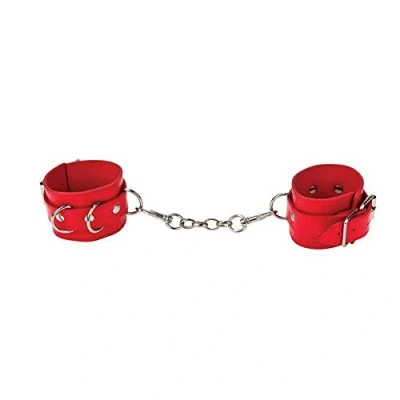 Afbeelding van Ouch! Leren Handboeien met Schakelketting Rood
