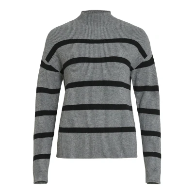 Afbeelding van VILA Gestreifter Trui, Dames, Maat: Small, Medium grey melange