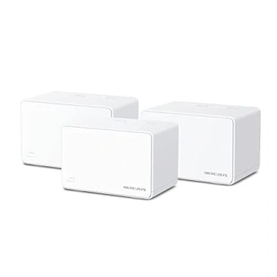 Afbeelding van MERCUSYS WiFi 6 Mesh AX3000 Mbps, dekking tot 650 m², aansluiting 150 apparaten, 160 MHz kanalen, 3 gigabit poorten, dual band wifi, Easy App Control, Halo H80X (3 stuks)