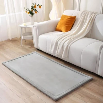 Afbeelding van Wolkenzachte fluwelen speelmat voor baby&#039;s 150x80x2,5 cm, grijs Kindertapijt met hoogwaardig geheugenschuim baby kruipmat antislip onderkant Kruipdeken Oeko TEX 100 certificaat