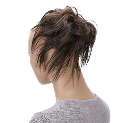 Afbeelding van PRETTYSHOP XXL haarstukje scrunchie opgestoken haar volumineus golvend chignon chocoladebruin G2F