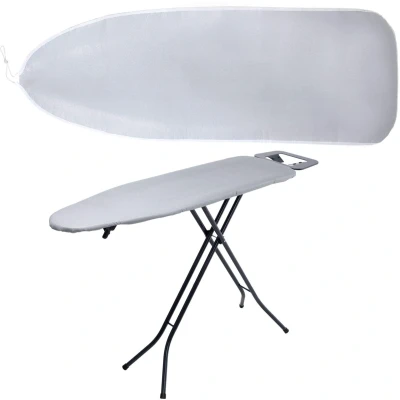 Afbeelding van KADAX Strijkplankovertrek van katoen, metallic, voor stoomstrijkijzer, strijkplankhoes met trekkoord en stopper, strijkplankhoes, grijs, 126 x 45 cm
