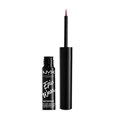 Image de NYX Professional Makeup Eyeliner Liquide Semi Permanent Epic Wear, Longue Tenue, Waterproof, Maquillage et Body Art Créatif, Fini Mat, Couleur : Red/Rouge (07)