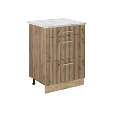 Afbeelding van Vicco Keukenonderkast R Line, Artisanaal eiken/Krachtige eik goud, 60 cm WB Marmer