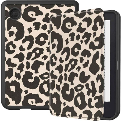 Afbeelding van Hoesje geschikt voor Kobo Clara 2E E reader iMoshion Design Slim Soft Case Bookcase Ook Tolino Shine 4 Leopard