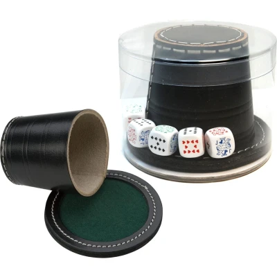 Afbeelding van Pokerbeker zwart leder+deksel+poke 9x8cm