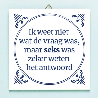 Afbeelding van Tegeltje Ik Weet Niet Wat De Vraag Was