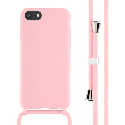 Afbeelding van iMoshion hoesje Geschikt voor iPhone SE (2022) / (2020) 8 7 met koord Siliconen Roze