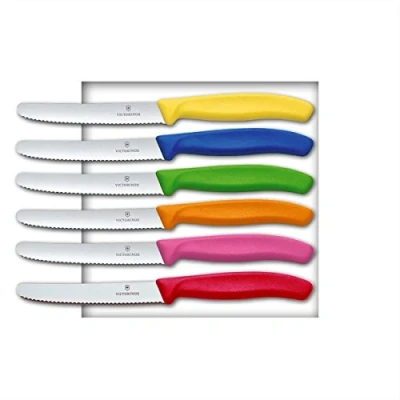Afbeelding van Victorinox Set van 6 tafelmessen met gekarteld lemmet Swiss Classic Made in Switzerland meerkleurig