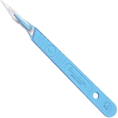 Afbeelding van Swann Morton mesjes steriel met handvat Nummer: 23 Lichtgroen / RVS Kunststof mesje Disposable scalpels Scalpelmesje inclusief