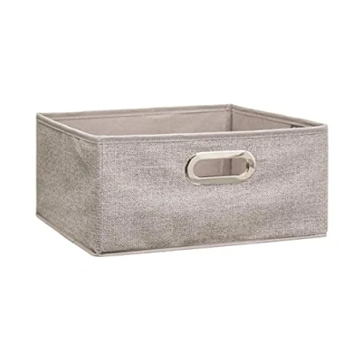 Afbeelding van Opbergmand/kastmand 14 liter beige linnen 31 x 15 cm Opbergboxen Vakkenkast manden