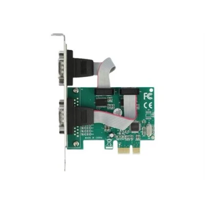 Image de Delock PCI Express Card to 2 x Serial RS 232 Adaptateur série PCIe 1.1 profil bas vert