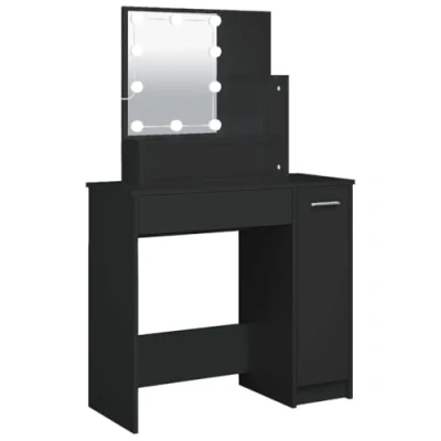 Image de vidaXL Coiffeuse avec LED noir 86,5x35x136 cm808811
