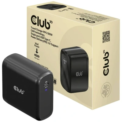 Afbeelding van club3D CAC 1908 Laptop netvoeding 100 W Binnen Aantal uitgangen: 1 x USB C GaN, Power Delivery (USB PD)