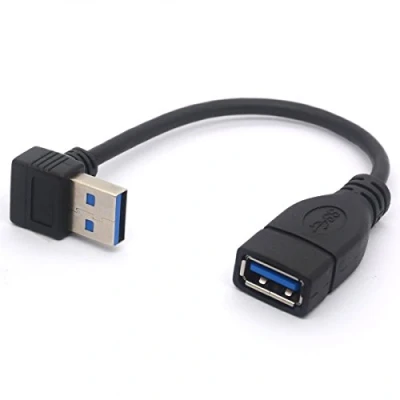 Afbeelding van HTGuoji Korte USB 3.0 verlengkabel 90 graden links gehoekt type A mannelijk naar vrouwelijk, snelheid 5 Gbit/s, 15 cm (up)