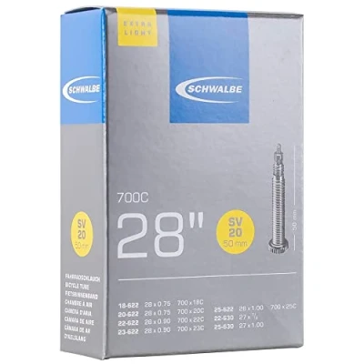 Afbeelding van Schwalbe Binnenband SV20 28 inch 18/25 622/630 27/28 x 0.75/1 50 mm FV/SV Butyl rubber Zwart