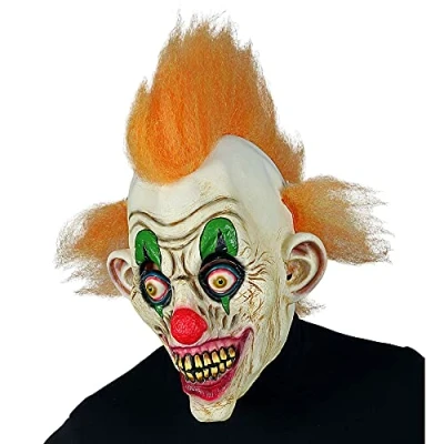 Afbeelding van Widmann Monster &amp; Griezel Kostuum Masker Horror Circus Clown Oranje Haar Oranje, Wit / Beige Halloween Verkleedkleding