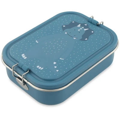 Afbeelding van Trixie Brooddoos groot Mr. Triceratops RSV Lunchbox voor kinderen Makkelijk te openen Broodtrommel 2 vakken Blauw Dino