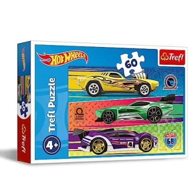 Afbeelding van Trefl Hot Wheels, Race Puzzel 60 stukjes Kleurrijke puzzels met iconische auto&#039;s, creatief entertainment, plezier voor kinderen vanaf 4 jaar