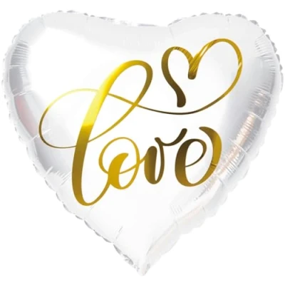 Afbeelding van Folat Folieballon Hartvormig Wit &#039;Love&#039; 45 cm