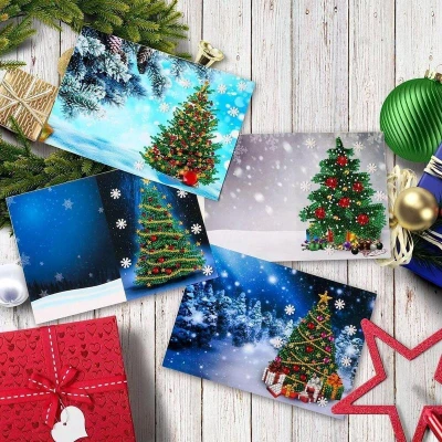 Afbeelding van Kerstkaarten 4 stuks Diamond painting