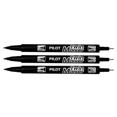 Afbeelding van Pilot Twin Marker Zwarte Permanent Extra Fine/Fine Tip